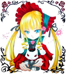 Rating: Safe Score: 0 Tags: 1girl blonde_hair blue_eyes bonnet bow bowtie cup dress drill_hair flower green_bow image long_hair long_sleeves looking_at_viewer pink_rose red_dress red_flower red_rose rose shinku sidelocks simple_background solo twintails white_background User: admin