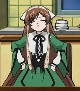 Rating: Safe Score: 0 Tags: 1girl apron brown_hair chair closed_eyes dress green_dress head_scarf image indoors long_hair long_sleeves solo suiseiseki User: admin