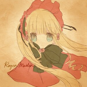 Rating: Safe Score: 0 Tags: 1girl bangs blonde_hair blue_eyes bonnet bow bowtie dress drill_hair flower image long_hair long_sleeves looking_at_viewer pink_flower pink_rose red_rose rose shinku signature simple_background solo twin_drills upper_body User: admin