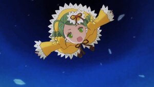 Rating: Safe Score: 0 Tags: 1girl dress flower green_eyes green_hair hair_ornament image kanaria long_sleeves open_mouth smile solo User: admin