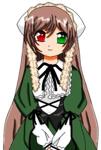 Rating: Safe Score: 0 Tags: 1girl brown_hair dress frills green_dress green_eyes head_scarf heterochromia image long_hair long_sleeves looking_at_viewer red_eyes simple_background smile solo standing suiseiseki twintails very_long_hair white_background User: admin