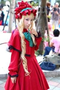 Rating: Safe Score: 0 Tags: blonde_hair blurry blurry_background blurry_foreground depth_of_field dress hat long_hair long_sleeves looking_at_viewer multiple_girls outdoors photo photo_background red_dress shinku shopping solo solo_focus standing User: admin