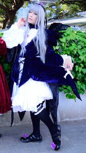 Rating: Safe Score: 0 Tags: 1girl bangs dress flower hairband long_hair outdoors shoes solo standing suigintou User: admin