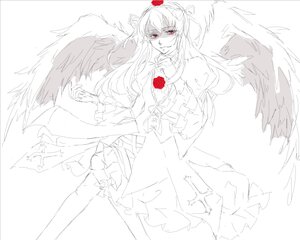 Rating: Safe Score: 0 Tags: 1girl angel_wings dress feathered_wings feathers flower frills image long_hair long_sleeves monochrome red_eyes red_flower red_rose rose solo spot_color striped suigintou wings User: admin