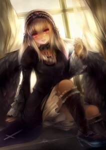 Rating: Safe Score: 0 Tags: 1girl black_dress black_wings blush boots commentary_request curtains doll_joints dress feathers flower frills gothic_lolita hairband harusame-r highres image joints lolita_fashion lolita_hairband long_hair long_sleeves looking_at_viewer open_mouth red_eyes rozen_maiden shiny shiny_skin silver_hair sitting solo suigintou window wings User: admin