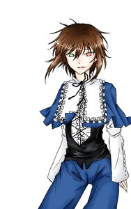Rating: Safe Score: 0 Tags: 1girl auto_tagged brown_hair capelet green_eyes heterochromia image long_sleeves looking_at_viewer pants red_eyes ribbon shirt short_hair simple_background smile solo souseiseki white_background User: admin