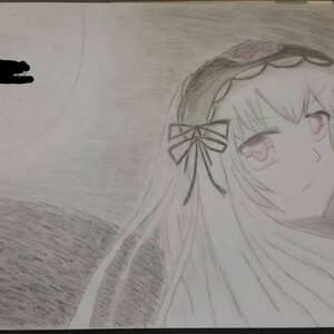 Rating: Safe Score: 0 Tags: 1girl bangs closed_mouth eyebrows_visible_through_hair hat image long_hair looking_at_viewer monochrome photo ribbon solo suigintou traditional_media User: admin