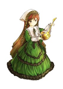 Rating: Safe Score: 0 Tags: 1girl brown_eyes brown_hair dress frills full_body green_dress head_scarf holding image long_hair long_sleeves looking_at_viewer simple_background solo standing suiseiseki very_long_hair watering_can white_background wide_sleeves User: admin