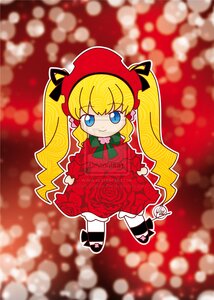 Rating: Safe Score: 0 Tags: 1girl blonde_hair blue_eyes blurry blurry_background blurry_foreground blush_stickers bonnet bow bowtie capelet depth_of_field dress flower full_body green_bow image long_hair long_sleeves looking_at_viewer red_capelet red_dress rose shinku smile solo standing twintails User: admin