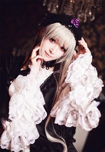 Rating: Safe Score: 0 Tags: 1girl bangs dress flower gothic_lolita lace lips lolita_fashion long_hair long_sleeves looking_at_viewer red_eyes solo suigintou User: admin