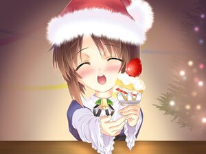 Rating: Safe Score: 0 Tags: 1girl ^_^ bell blush brown_hair cake christmas christmas_tree closed_eyes face feeding food fruit giving happy hat highres holding image incoming_food long_sleeves open_mouth pastry rozen_maiden santa_costume santa_hat short_hair smile solo souseiseki strawberry strawberry_shortcake tachibana_surimu upper_body User: admin