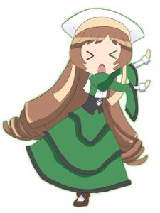Rating: Safe Score: 0 Tags: 1girl >_< apron brown_hair chibi closed_eyes dress full_body hat head_scarf image long_hair open_mouth solo suiseiseki very_long_hair white_background User: admin
