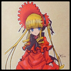 Rating: Safe Score: 0 Tags: 1girl black_border blonde_hair blue_eyes bonnet bow bowtie dress drill_hair flower image letterboxed long_hair long_sleeves looking_at_viewer marker_(medium) red_dress rose shikishi shinku sidelocks simple_background solo traditional_media twin_drills twintails very_long_hair User: admin
