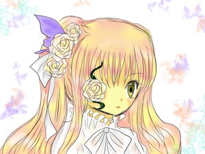 Rating: Safe Score: 0 Tags: blonde_hair bug butterfly flower image insect kirakishou long_hair multiple_girls pink_hair pink_rose portrait ribbon rose solo striped striped_background white_flower white_rose yellow_rose User: admin