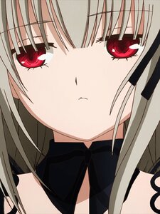 Rating: Safe Score: 0 Tags: 1 1girl bare_shoulders blush close-up closed_mouth eyebrows_visible_through_hair face image long_hair looking_at_viewer red_eyes simple_background solo suigintou User: admin