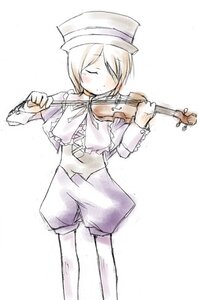 Rating: Safe Score: 0 Tags: 1boy blush capelet closed_eyes frills hair_over_one_eye hat holding image instrument long_sleeves shorts solo souseiseki underwear violin User: admin