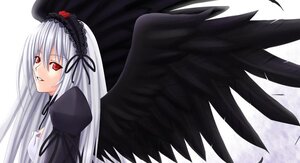 Rating: Safe Score: 0 Tags: 1girl black_dress black_ribbon black_wings dress feathered_wings flower frills hairband image long_hair long_sleeves looking_at_viewer puffy_sleeves red_eyes ribbon rose silver_hair smile solo suigintou very_long_hair wings User: admin