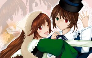 Rating: Safe Score: 0 Tags: 2girls auto_tagged brown_hair dress green_dress green_eyes hat head_scarf heterochromia image long_hair long_sleeves looking_at_viewer multiple_girls open_mouth pair red_eyes short_hair siblings sisters smile souseiseki suiseiseki twins zoom_layer User: admin