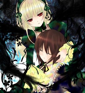 Rating: Safe Score: 0 Tags: 2girls blonde_hair brown_hair closed_eyes dress frills green_dress hairband image long_hair long_sleeves multiple_girls pair red_eyes ribbon short_hair sleeping souseiseki suigintou suiseiseki wings User: admin