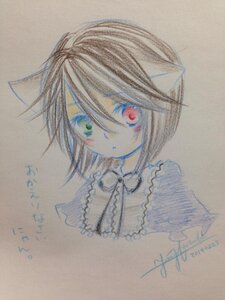 Rating: Safe Score: 0 Tags: 1girl artist_name expressionless frills green_eyes heterochromia image looking_at_viewer photo red_eyes short_hair signature simple_background solo souseiseki traditional_media watercolor_(medium) User: admin