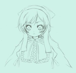 Rating: Safe Score: 0 Tags: 1girl :< aqua_theme bangs blue_background blue_theme blush capelet closed_mouth dress eyebrows_visible_through_hair image long_hair looking_at_viewer monochrome simple_background sketch solo suiseiseki upper_body very_long_hair User: admin