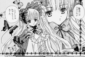 Rating: Safe Score: 0 Tags: 2girls blue_butterfly bonnet bug butterfly dress drill_hair greyscale image insect long_hair long_sleeves looking_at_viewer monochrome multiple_girls shinku solo User: admin