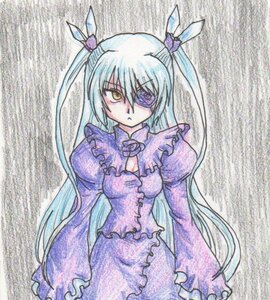 Rating: Safe Score: 0 Tags: 1girl barasuishou dress eyepatch frills hair_ornament image juliet_sleeves long_hair long_sleeves looking_at_viewer puffy_sleeves solo traditional_media two_side_up very_long_hair yellow_eyes User: admin