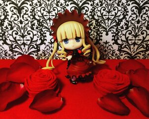 Rating: Safe Score: 0 Tags: 1girl blonde_hair blue_eyes bonnet bow chibi doll dress drill_hair flower long_hair long_sleeves looking_at_viewer red_dress red_flower rose shinku sitting solo twin_drills twintails User: admin