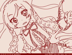 Rating: Safe Score: 0 Tags: 1girl blush bow dress frills image long_hair looking_at_viewer monochrome red_theme solo suiseiseki symbol-shaped_pupils web_address User: admin