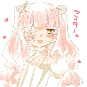 Rating: Safe Score: 0 Tags: 1girl blush flower hair_flower hands_together heart image kirakishou long_hair long_sleeves looking_at_viewer open_mouth pink_hair rose smile solo striped upper_body vertical_stripes white_flower white_rose yellow_eyes User: admin