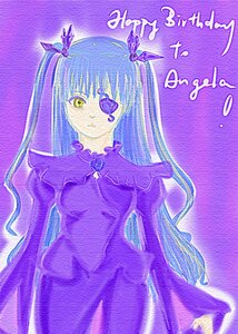 Rating: Safe Score: 0 Tags: 1girl barasuishou bug butterfly dress eyepatch hair_ornament image insect long_hair purple_background purple_theme ribbon solo twintails yellow_eyes User: admin