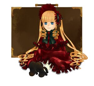 Rating: Safe Score: 0 Tags: 1girl blonde_hair blue_eyes bonnet bow dress drill_hair image long_hair looking_at_viewer red_dress rose shinku sitting solo twintails very_long_hair User: admin