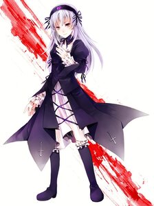 Rating: Safe Score: 0 Tags: 1girl 74_(teduka) boots commentary_request dress flower frills full_body gothic_lolita hairband image knee_boots lolita_fashion long_hair long_sleeves looking_at_viewer pink_eyes puffy_sleeves red_eyes ribbon rozen_maiden silver_hair solo standing suigintou wings User: admin
