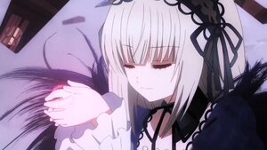 Rating: Safe Score: 0 Tags: 1girl black_ribbon black_wings closed_eyes closed_mouth dress frilled_sleeves frills hairband image long_hair long_sleeves ribbon silver_hair sleeping solo suigintou wings User: admin