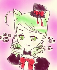 Rating: Safe Score: 0 Tags: 1girl black_headwear bow bowtie dress gradient gradient_background green_eyes green_hair hat image kanaria looking_at_viewer mini_hat mini_top_hat pink_background red_bow short_hair smile solo top_hat User: admin