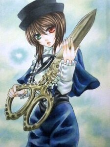 Rating: Safe Score: 0 Tags: 1girl blue_dress brown_hair dress hat heterochromia holding image long_sleeves looking_at_viewer red_eyes solo souseiseki standing User: admin