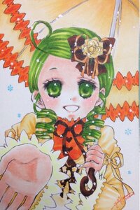 Rating: Safe Score: 0 Tags: 1girl ahoge autumn_leaves drill_hair flower green_eyes green_hair hair_flower hair_ornament image kanaria leaf long_sleeves looking_at_viewer marker_(medium) rose smile solo traditional_media twin_drills umbrella upper_body User: admin