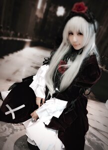 Rating: Safe Score: 0 Tags: 1girl dress flower gothic_lolita lolita_fashion long_hair long_sleeves looking_at_viewer rose smile solo suigintou User: admin