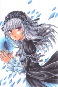 Rating: Safe Score: 0 Tags: 1girl black_dress black_ribbon dress feathers frilled_sleeves frills hairband image juliet_sleeves long_hair long_sleeves looking_at_viewer red_eyes ribbon silver_hair solo suigintou wings User: admin