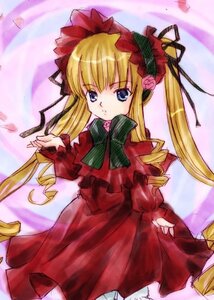 Rating: Safe Score: 0 Tags: 1girl auto_tagged blonde_hair blue_eyes bonnet bow bowtie cowboy_shot dress drill_hair frills green_bow image ishizaki_uni long_hair long_sleeves looking_at_viewer pink_background red_dress rozen_maiden shawl shinku sidelocks solo standing twin_drills twintails underwear User: admin