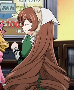 Rating: Safe Score: 0 Tags: 1girl blush brown_hair closed_eyes dress drill_hair frills green_dress head_scarf image long_hair long_sleeves solo suiseiseki very_long_hair User: admin