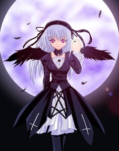 Rating: Safe Score: 0 Tags: 1girl black_feathers black_wings cross dress feathers frills full_moon hairband image long_hair long_sleeves looking_at_viewer moon night pink_eyes sky solo suigintou wings User: admin