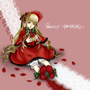 Rating: Safe Score: 0 Tags: 1girl blonde_hair bloomers blue_eyes bonnet bow bowtie capelet dress flower green_bow image long_hair long_sleeves petals red_capelet red_dress rose rose_petals shinku shoes sitting solo twintails underwear User: admin