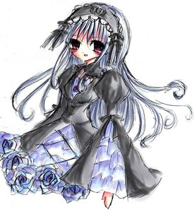 Rating: Safe Score: 0 Tags: 1girl :d black_dress blue_flower blue_rose blush dress flower frills hairband image lolita_hairband long_hair long_sleeves looking_at_viewer open_mouth pink_eyes purple_rose rose silver_hair simple_background smile solo suigintou very_long_hair white_background wings User: admin