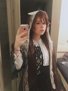 Rating: Safe Score: 0 Tags: 1girl brown_hair cellphone dress holding holding_phone indoors jewelry lace lips long_hair mirror phone photo solo suiseiseki veil User: admin