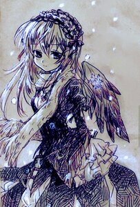 Rating: Safe Score: 0 Tags: 1girl black_wings dress feathered_wings frills hairband image lolita_fashion lolita_hairband long_hair looking_at_viewer solo suigintou traditional_media wings User: admin