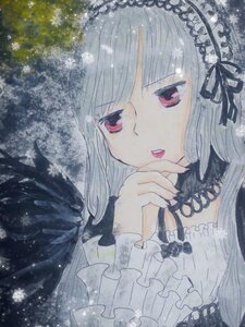 Rating: Safe Score: 0 Tags: 1girl bangs black_wings frills gothic_lolita hairband image lolita_fashion lolita_hairband long_hair long_sleeves looking_at_viewer red_eyes ribbon rose solo suigintou traditional_media wings User: admin