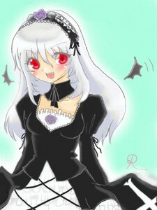 Rating: Safe Score: 0 Tags: 1girl :d detached_collar dress flower frills hairband image juliet_sleeves long_hair long_sleeves looking_at_viewer open_mouth puffy_sleeves red_eyes rose silver_hair smile solo suigintou traditional_media wings User: admin