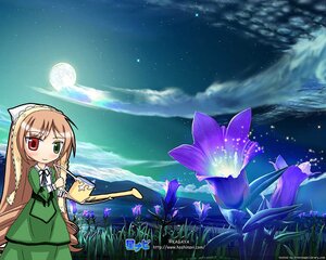 Rating: Safe Score: 0 Tags: 1girl auto_tagged brown_hair dress full_moon grass green_dress green_eyes heterochromia image long_hair moon night night_sky outdoors red_eyes sky solo star_(sky) starry_sky suiseiseki very_long_hair water User: admin