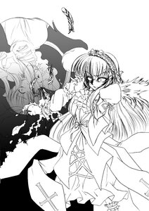 Rating: Safe Score: 0 Tags: 2girls dress frills greyscale image long_hair long_sleeves monochrome multiple_girls solo suigintou wide_sleeves User: admin